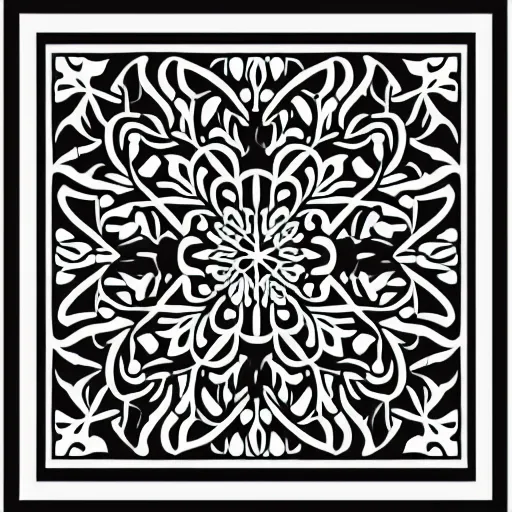 Prompt: a square vector art panel for cnc plasma, laser, simple geometric floral design pattern