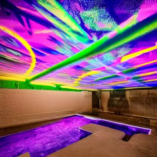 Image similar to backflip into a pool caustics lighting impressive colorful masterpiece graffiti