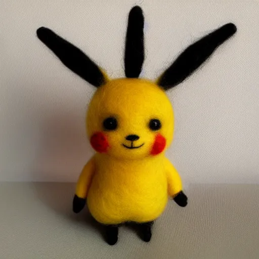 Image similar to a needle felted Pikachu, needle felting art.