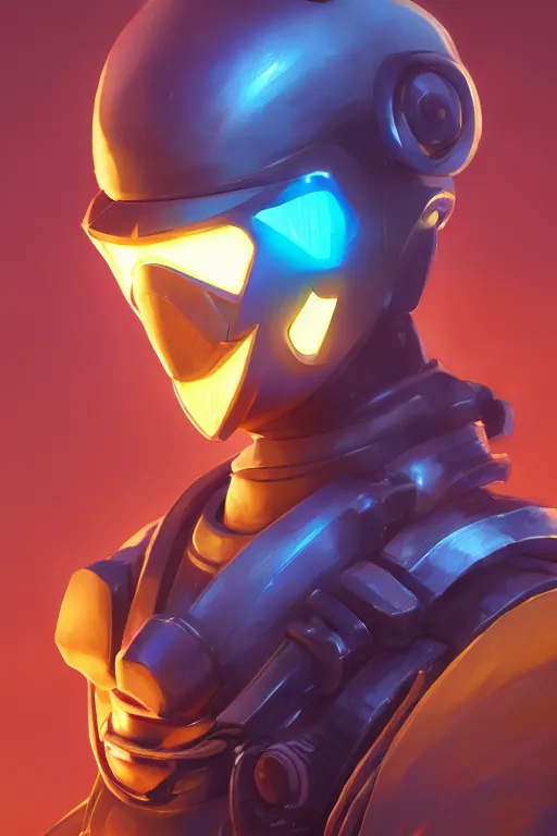 Image similar to epic mask helmet robot ninja portrait stylized as fornite style game design fanart by concept artist gervasio canda, behance hd by jesper ejsing, by rhads, makoto shinkai and lois van baarle, ilya kuvshinov, rossdraws global illumination radiating a glowing aura global illumination ray tracing hdr render in unreal engine 5