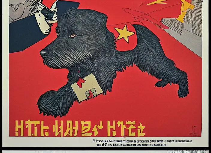 Image similar to communist propaganda poster dog by moebius