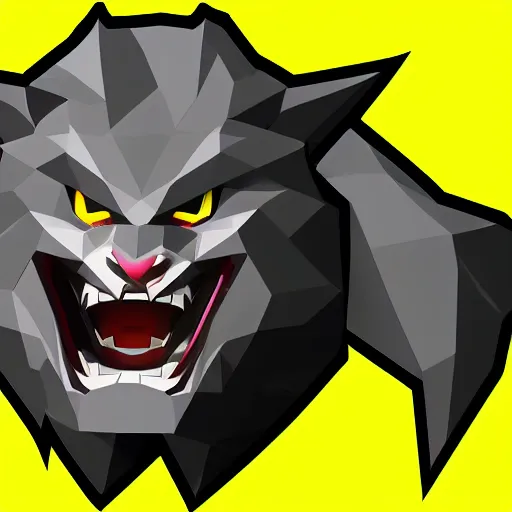 Image similar to a vector logo of rengar from league of legends, low poly,