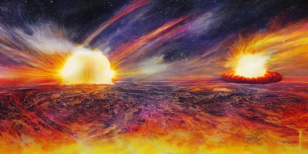 Image similar to a nuclear explosion of cosmic energy landscape