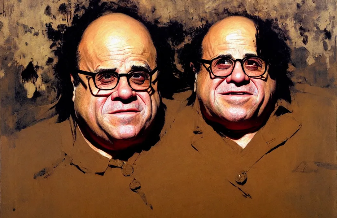 Prompt: portrait of danny devito!!!!!!!!!!!!!!!!!!!!!!!!!!!, detailed face, detailed painting,, epic lighting, by ilya repin, phil hale and kent williams