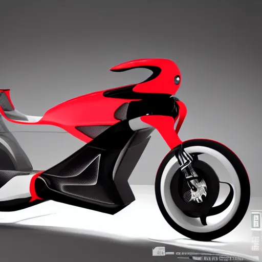 Prompt: detailed design, prototype of next Gen concept red minimalistic motorcycle, Japanese engineering, blade runner style, 3d, photorealism