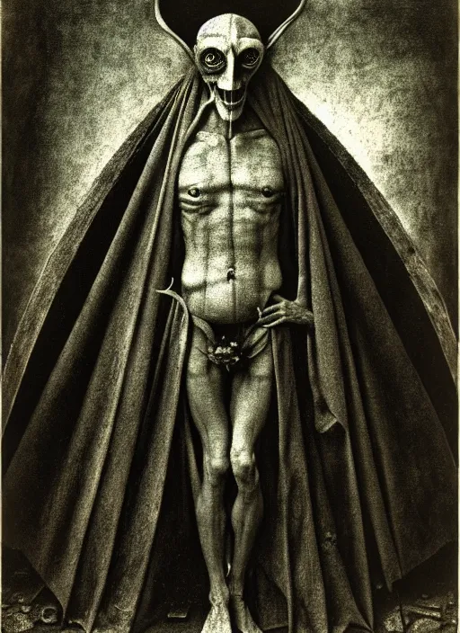 Image similar to photograph of mephistopheles by hieronymus bosch, joel peter witkin, misha gordin, gustave dore