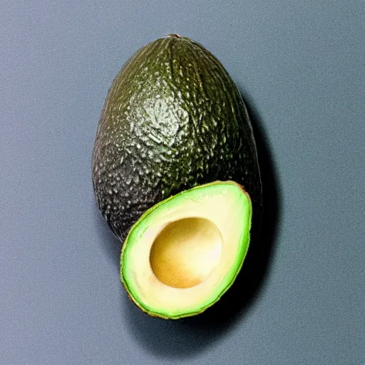 Prompt: a photo of a happy avocado