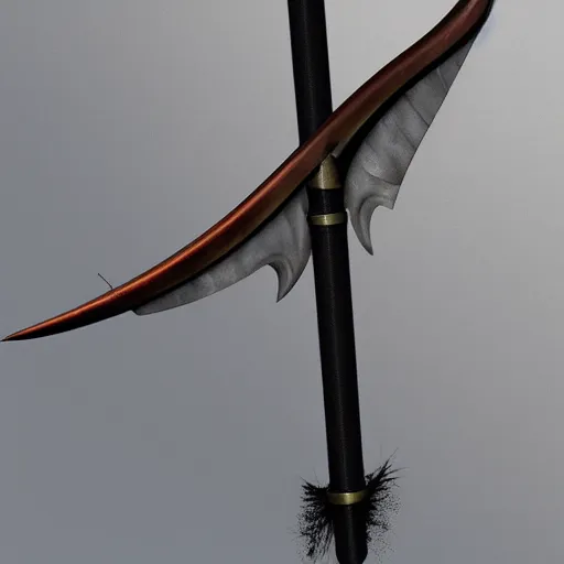 Image similar to fantasy recurve longbow weapon made from whispy shadows, digital media, realistic