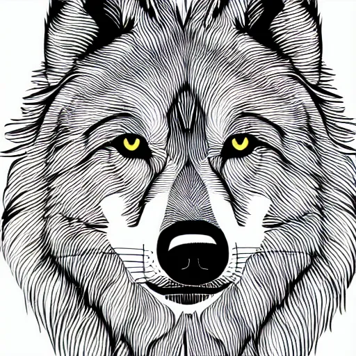 Prompt: professional line art of a wolf, high quality, HD, 8K, award-winning