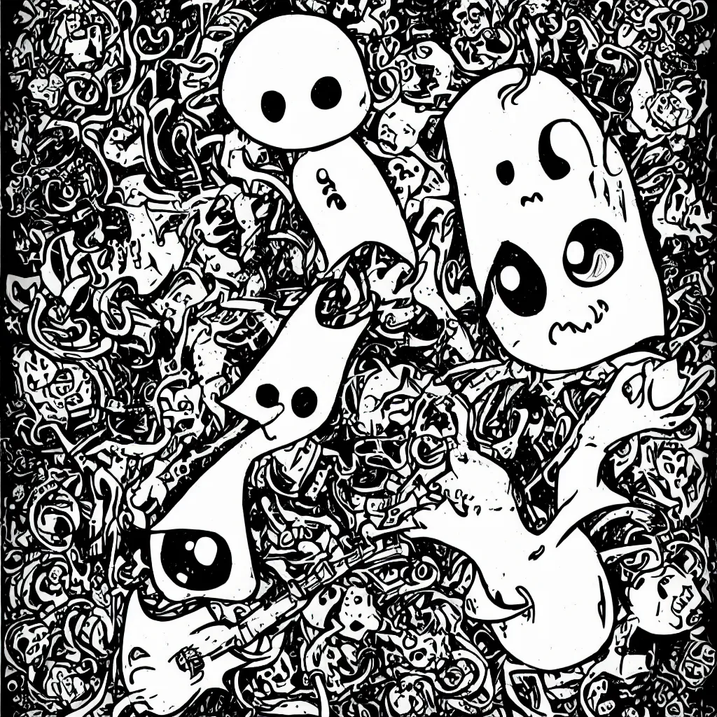 Prompt: cute cartoon punk rock ghost