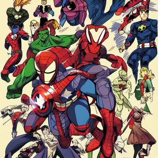 Image similar to Marvel\'s Hero Gallary drawn in Anime Style