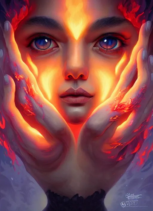 Image similar to an fire elemental portrait, pixar style by tristan eaton, artgerm, tom bagshaw