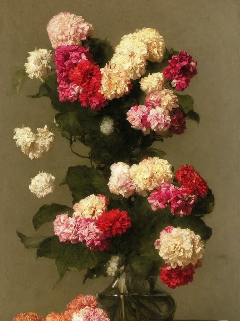 Image similar to gorgeousflowers by Fantin Latour, oil on canvas