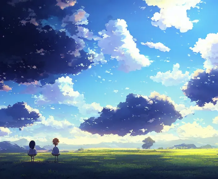 Prompt: a school peaceful and serene incredible perspective, soft lighting, 4K, Your Name., Beautiful, ultra detailed, blue sky, cloud, anime scenery concept art by Makoto Shinkai