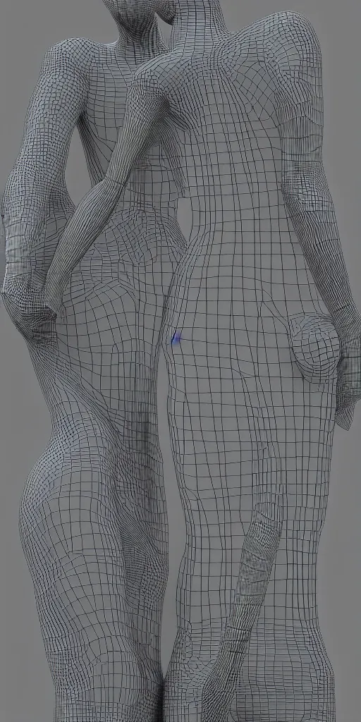 Image similar to beautiful abstract human bodies intertwined, wireframe, perfect topology, 3 d model, 3 d mesh