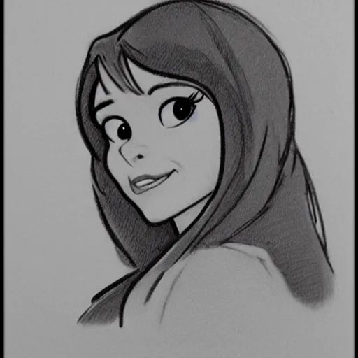 Image similar to milt kahl pencil sketch of chloe grace moretz as snow white