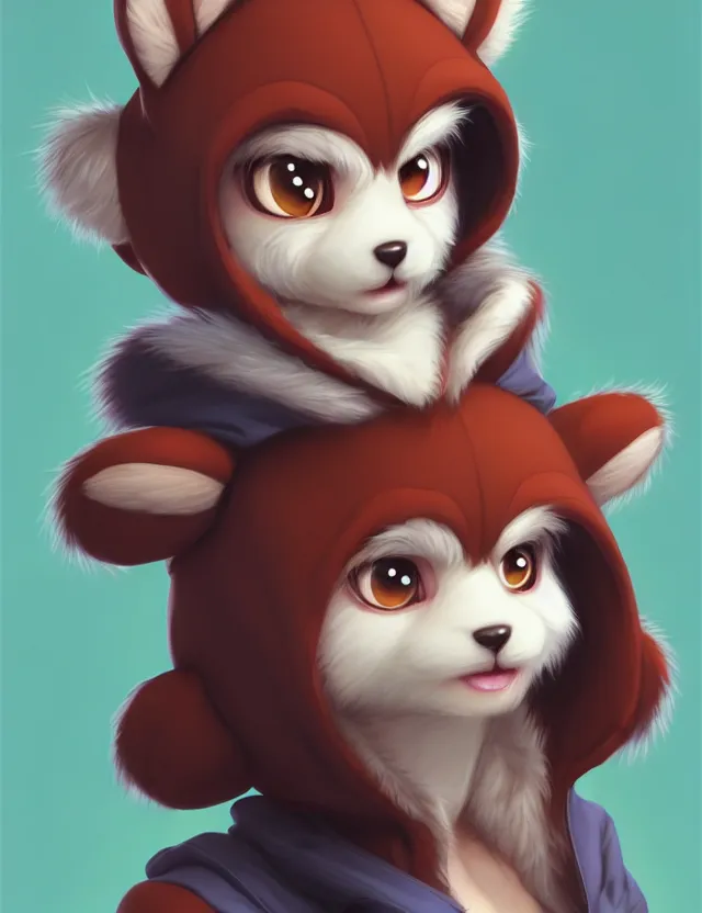 Image similar to cute young anthropomorphic furry wearing a kigurumi | | cute - fine - face, pretty face, key visual, realistic shaded perfect face, fine details by stanley artgerm lau, wlop, rossdraws, james jean, andrei riabovitchev, marc simonetti, and sakimichan, trending on artstation