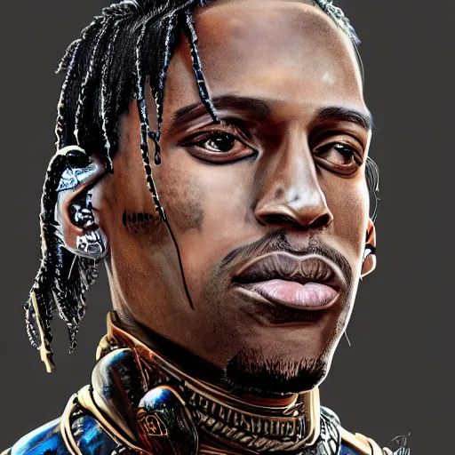 Image similar to concept art of travis scott as a king, artstation, hyperdetalied, 8 k, high quality,