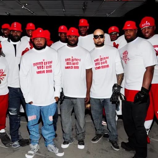 Image similar to elon musk hangs out with the bloods and crips, holding guns, team photo with the boys
