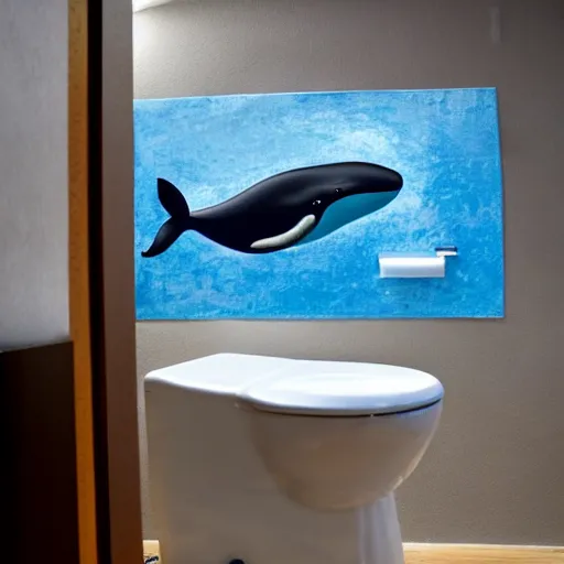 Prompt: a whale in a toilet