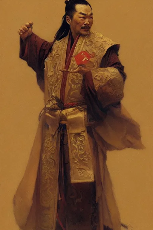 Image similar to taoist priest, character design, ancient china, painting by gaston bussiere, craig mullins, j. c. leyendecker, tom of finland