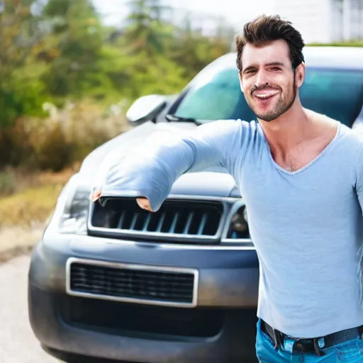 Image similar to strong man holding a car