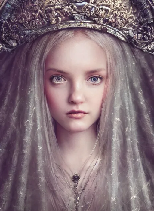 Image similar to closeup portrait of a fairytale medieval princess, depth of field, zeiss lens, detailed, symmetrical, centered, fashion photoshoot, by nicoletta ceccoli, mark ryden, lostfish, earl norem, breathtaking, 8 k resolution, extremely detailed, beautiful, establishing shot, artistic, hyperrealistic, beautiful face, octane render