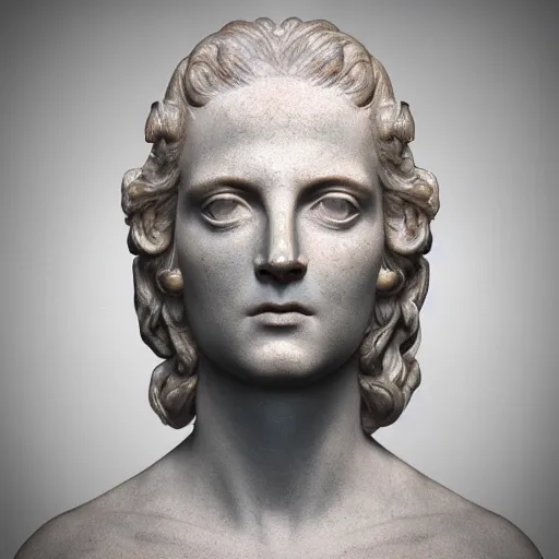 Image similar to renaissance statue head in a neon ring, 3 d render, ray tracing, hyper - realistic, hyper detailed, 8 k resolution, sharp focus