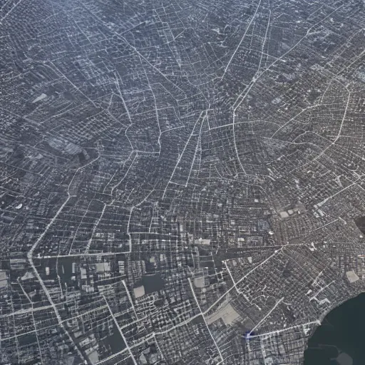 Prompt: a city as seen from a satellite After the end of mankind, 8k, photorealistic, Unreal