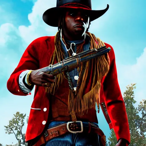 Image similar to Rapper Chief Keef In red dead redemption 2 digital art 4K quality super realistic