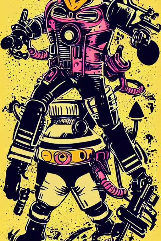 Image similar to fallout 7 6 retro futurist illustration art by butcher billy, sticker, colorful, illustration, highly detailed, simple, smooth and clean vector curves, no jagged lines, vector art, smooth andy warhol style