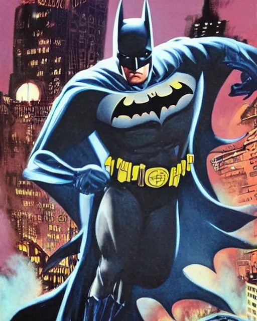 Prompt: batman, airbrush, drew struzan illustration art, key art, movie poster