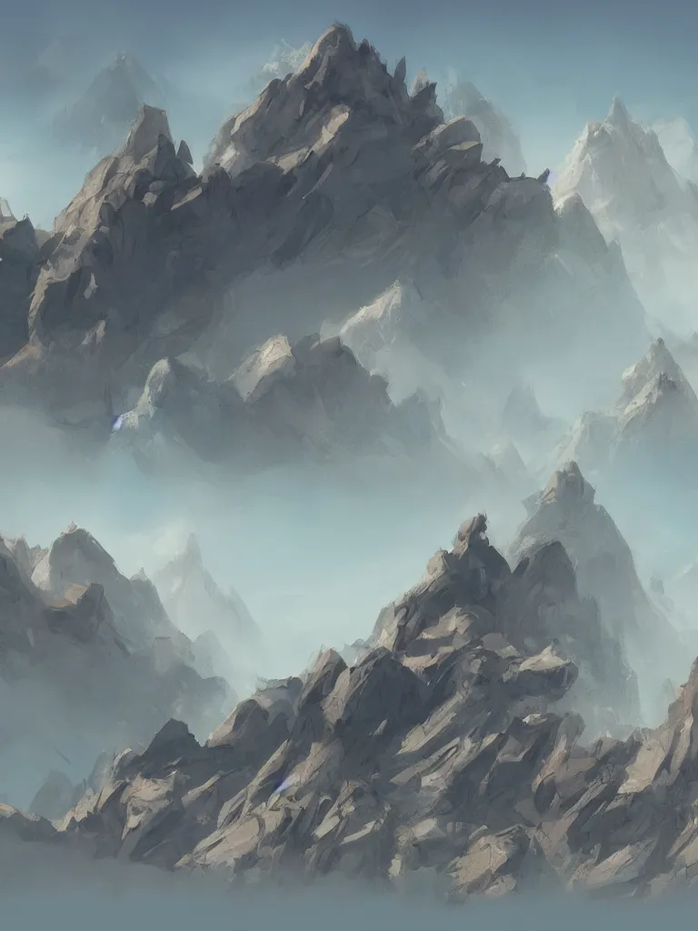 Prompt: moving mountains by disney concept artists, blunt borders, rule of thirds