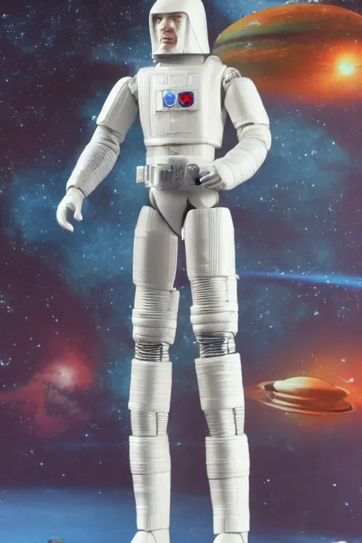 Prompt: 8 k high definition, 1 9 8 0 kenner style action figure, full body, highly detailed, space opera, science fiction, photorealistic