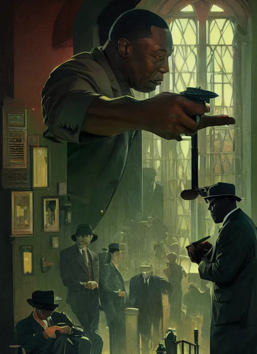 Image similar to george floyd in the green mile, highly detailed, digital painting, artstation, concept art, matte, sharp focus, illustration, true anatomy, art by artgerm and greg rutkowski and alphonse mucha