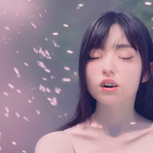 Image similar to a dynamic, epic cinematic 8K HD movie shot of close-up japanese idol Julia Boin face. Motion, VFX, Inspirational arthouse, at Behance, with Instagram filters