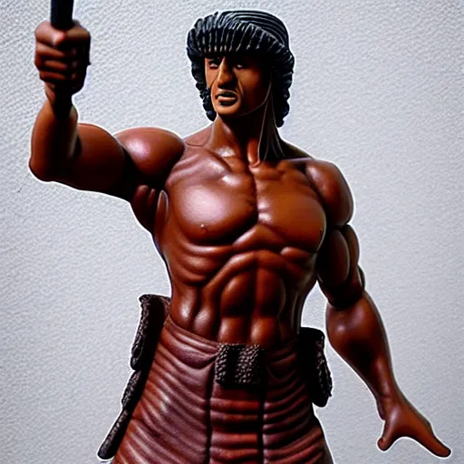 Image similar to museum stallone rambo prince statue monument made from porcelain brush face hand painted with iron red dragons full - length very very detailed intricate symmetrical well proportioned balanced