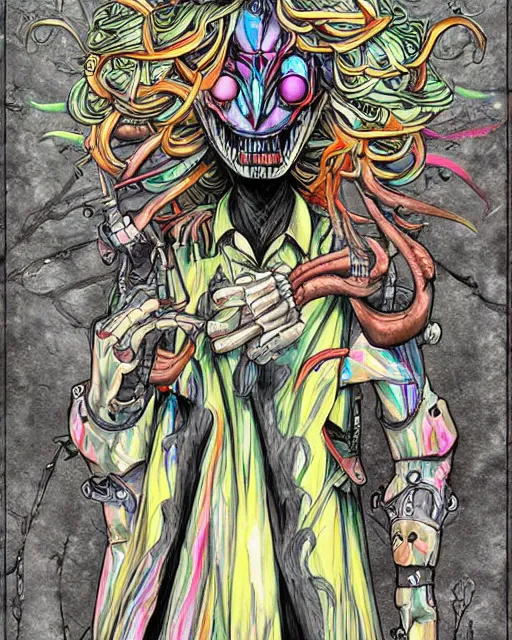 Prompt: a cultist / knight with multiple rainbow eyes and too many arms / hands in the style of studio ghibli in the style of junji ito trending on artstation deviantart pinterest furaffinity detailed realistic hd 8 k high resolution