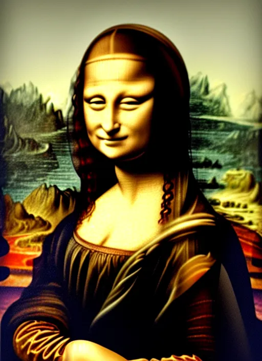 Prompt: Mona Lisa painted by Ringo Starr