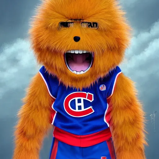 Image similar to anime Portrait of Youppi the Habs Montreal Canadiens Mascot as a very cute powerful and friendly pokemon, highly detailed anime, high evolution, 1990s, legendary, smooth, sharp focus, dynamic lighting, intricate, trending on ArtStation, illustration pokemon, art by WLOP