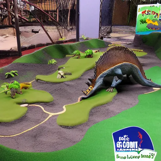 Prompt: detailed plans for an epic dinosaur themed mini golf course