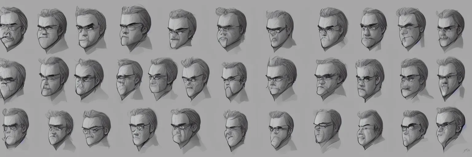 Image similar to character face study of skinny snorexic philip seymour hoffman, clear faces, emotional, character sheet, fine details, concept design, contrast, kim jung gi, pixar and da vinci, trending on artstation, 8 k, full body and head, turnaround, front view, back view, ultra wide angle