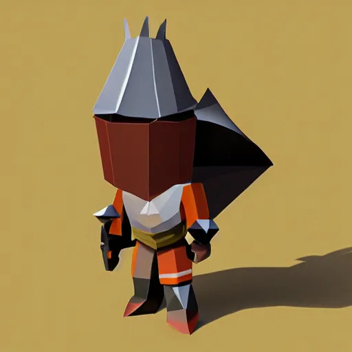 Prompt: knight drinks beer, low poly, 2 d