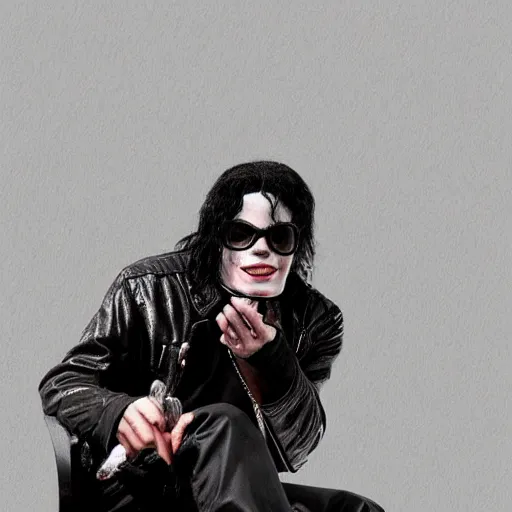 Image similar to michael jackson 2 0 0 9 wearing shades, this is it style, photo real, pores, motion blur, sitting with bubbles the chimp window open, real life, spotted, ultra realistic face, accurate, 4 k, movie still, uhd, sharp, detailed, cinematic, render, modern