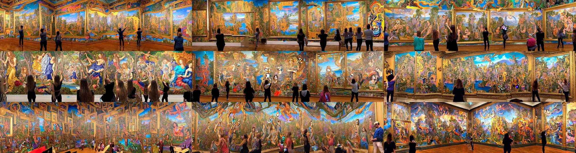 Prompt: a wonderful highly detailed recursive maximalism mural of a painting of a painting of a painting of a painting of a painting of a painting of a painting of a painting of a painting of joy