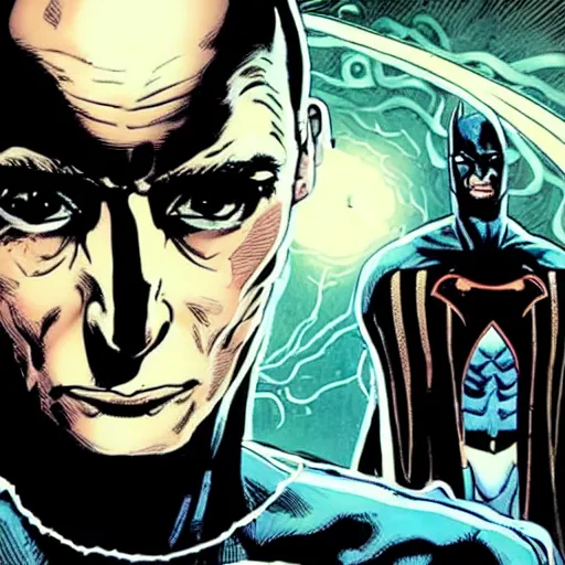 Prompt: an illustration of grant morrison being mind controlled by darkness itself to write multiversity, dc comics style, eldritch, lovecraftian
