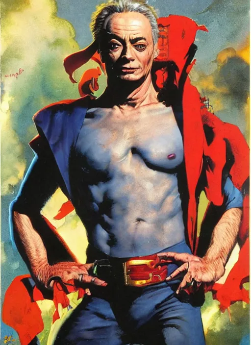 Image similar to full body and head portrait of udo kier as marvel sandman, dynamic action, painted by norman rockwell and phil hale and greg staples and tom lovell and frank schoonover and jack kirby