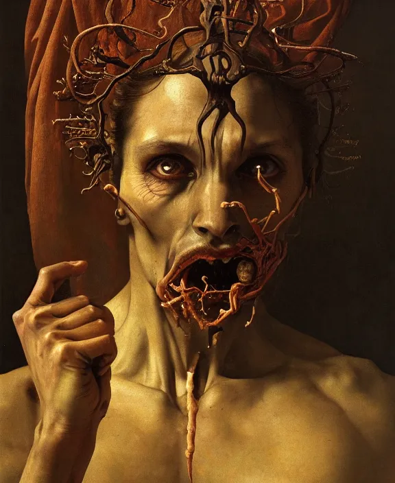 Prompt: a detailed painting portrait of incubus accurate anatomy. symmetry. portrait fantasy. by beksinski carl spitzweg. baroque elements. baroque element. intricate artwork by caravaggio. oil painting. oil on canvas. award winning. dramatic. trending on artstation. 8 k