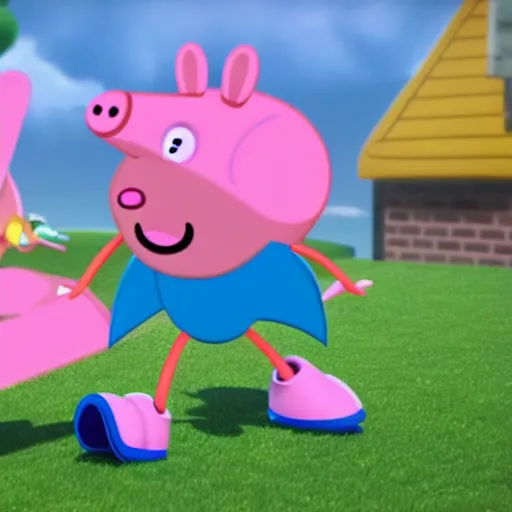 Prompt: sonic and peppa pig crossover, cartoon network stillframe, hd,