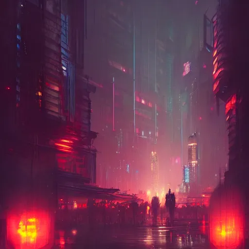 Image similar to a cyberpunk city, deviantart, artstation, by greg rutkowski, highpy detailed, mysterious, night, hyperrealistic